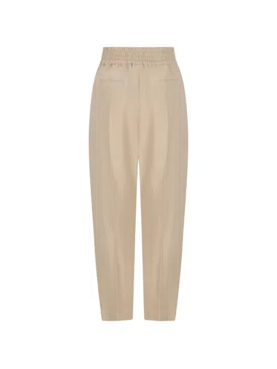 Brunello Cucinelli Linen Blend Trousers Pleated Front Pockets In Multi