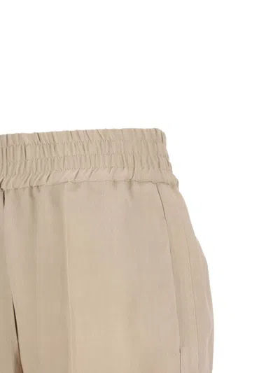 Brunello Cucinelli Linen Blend Trousers Pleated Front Pockets In Multi