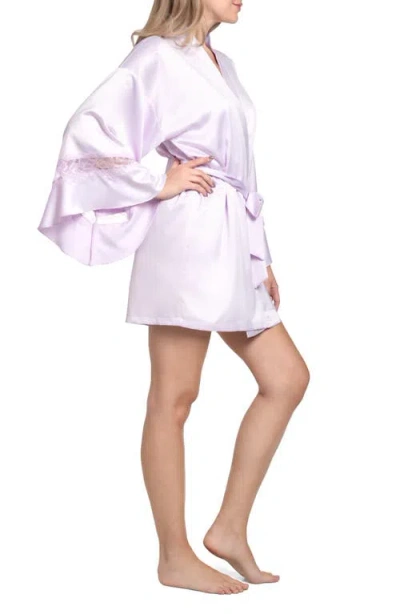 In Bloom By Jonquil Lace Trim Satin Robe In Purple