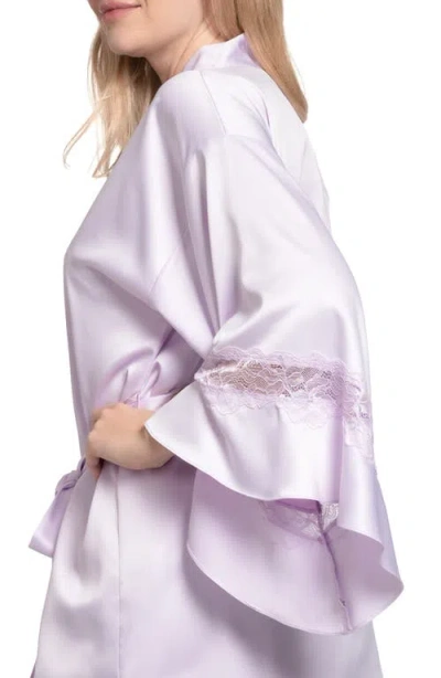 In Bloom By Jonquil Lace Trim Satin Robe In Purple