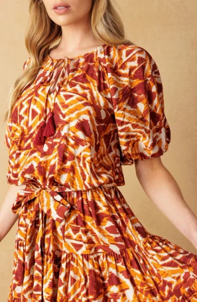 Flying Tomato Printed Tiered Dress In Multi