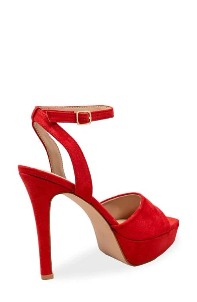 Chase & Chloe Chase And Chloe Ankle Strap Platform Pump In Red
