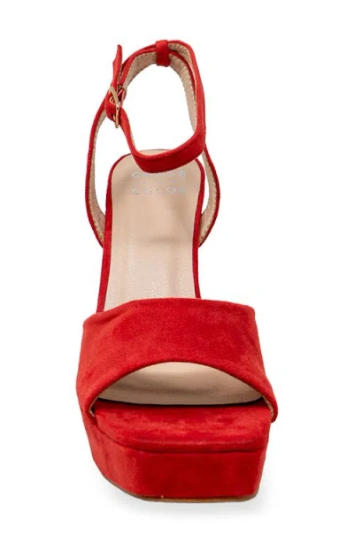 Chase & Chloe Chase And Chloe Ankle Strap Platform Pump In Red