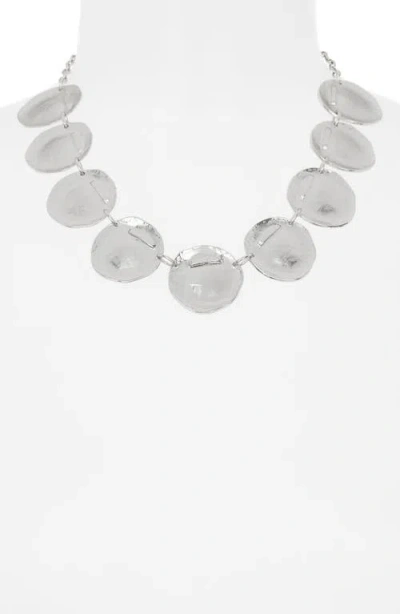 Karine Sultan Textured Disc Frontal Necklace In Metallic