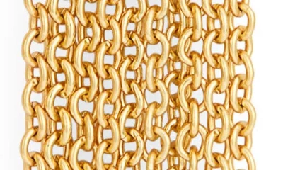 Karine Sultan Chain Fringe Drop Rectangular Hoop Earrings In Gold