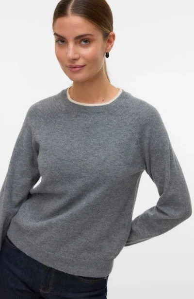 Vero Moda Wonderful Faux Layered Sweater In Gray