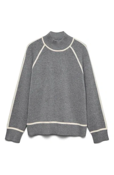 Vero Moda Mock Neck Raglan Sleeve Sweater In Gray