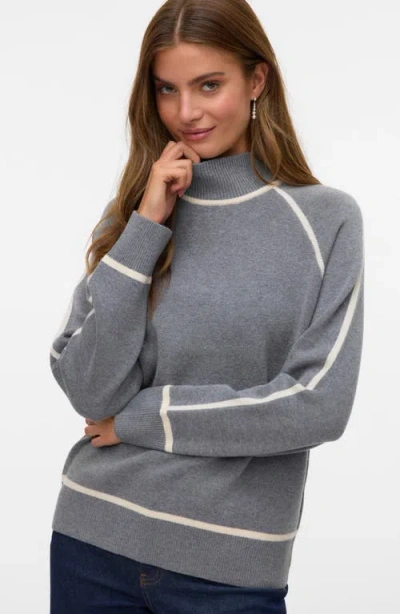 Vero Moda Mock Neck Raglan Sleeve Sweater In Gray