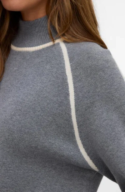 Vero Moda Mock Neck Raglan Sleeve Sweater In Gray