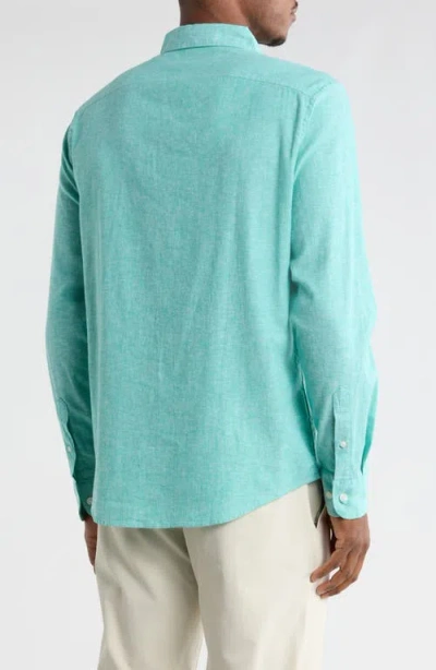 Original Penguin Linen Blend Woven Solid Button-down Shirt In Blue