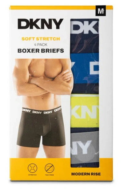 Dkny Pack Of 4 Assorted Boxer Briefs In Blue