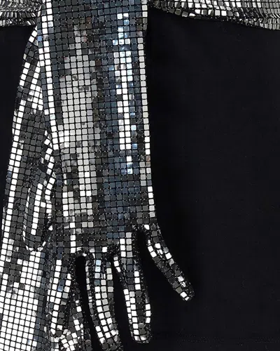 Mm6 Maison Margiela Short-sleeve Black T-shirt With Disco-style Gloves