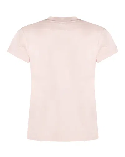 Mm6 Maison Margiela Crew Neck Short Sleeve Cotton Jersey Top In Pink