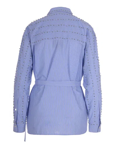 Pinko Camicia Carley Con Strass E Borchie In Blue