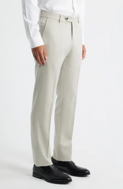Berle Flat Front Worsted Wool Gabardine Pants In Neutral