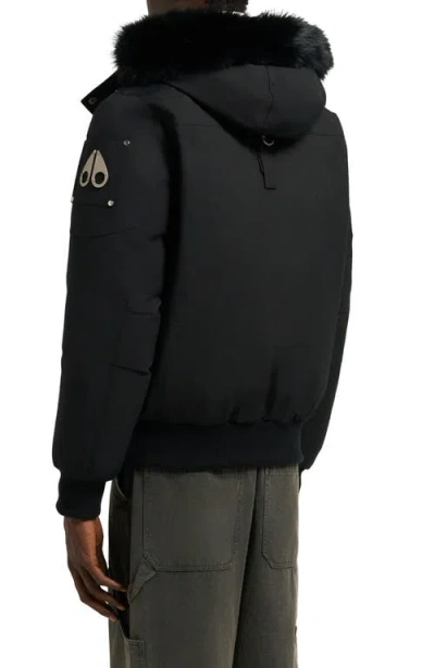 Moose Knuckles Original Genuine Shearling Trim Water & Wind Resistant 650 Fill Power Down Ballistic  In Black