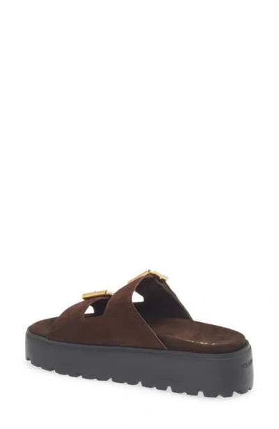 Prada Fussbett Flatform Slide Sandal In Brown