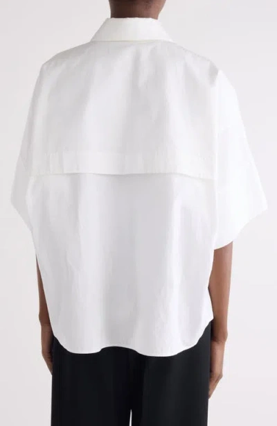 Givenchy Oversize Short Sleeve Cotton Poplin Button-up Shirt In White