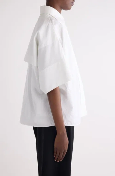 Givenchy Oversize Short Sleeve Cotton Poplin Button-up Shirt In White