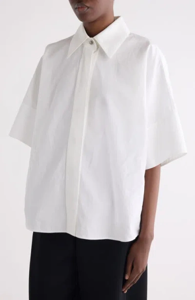 Givenchy Oversize Short Sleeve Cotton Poplin Button-up Shirt In White