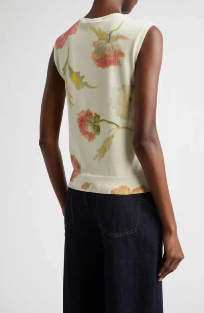 Carolina Herrera Poppy Print Silk & Cotton Sweater Tank In Multi