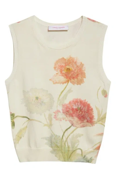 Carolina Herrera Poppy Print Silk & Cotton Sweater Tank In Multi