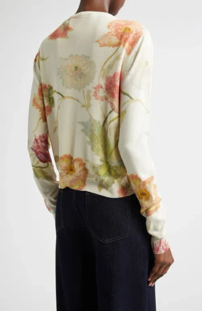 Carolina Herrera Poppy Print Silk & Cotton Cardigan In Multi