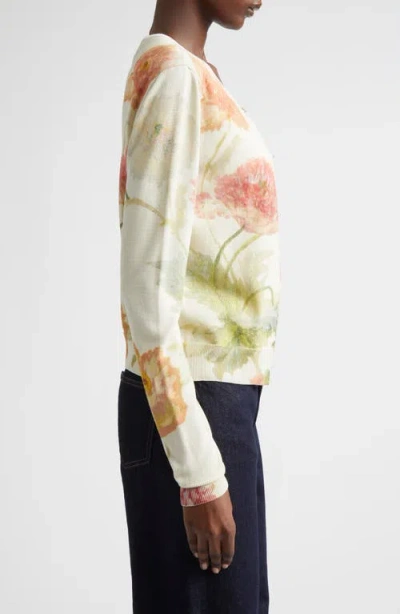 Carolina Herrera Poppy Print Silk & Cotton Cardigan In Multi