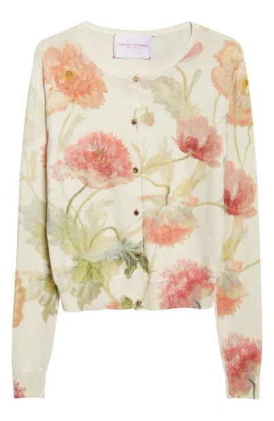 Carolina Herrera Poppy Print Silk & Cotton Cardigan In Multi