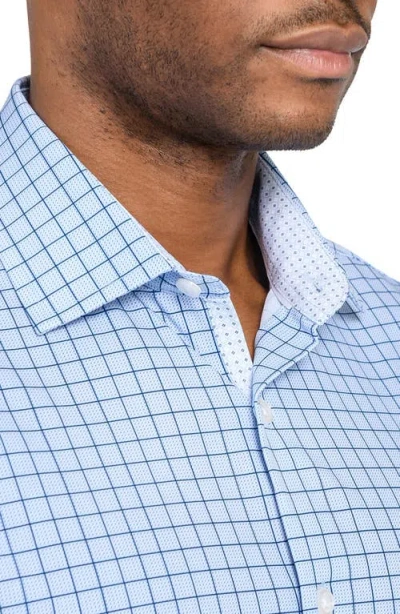Wrk W.r.k Regular Fit Blue Check Performance Dress Shirt In Blue