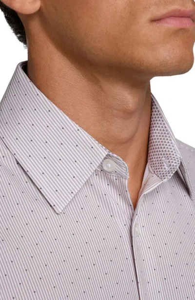 Wrk W.r.k Regular Fit Stripe Dot Performance Dress Shirt In Brown