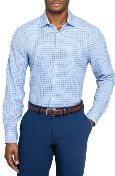 Wrk W.r.k Regular Fit Blue Check Performance Dress Shirt In Multi