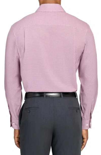 Wrk W.r.k Regular Fit Red Micro Houndstooth Performance Dress Shirt In Burgundy