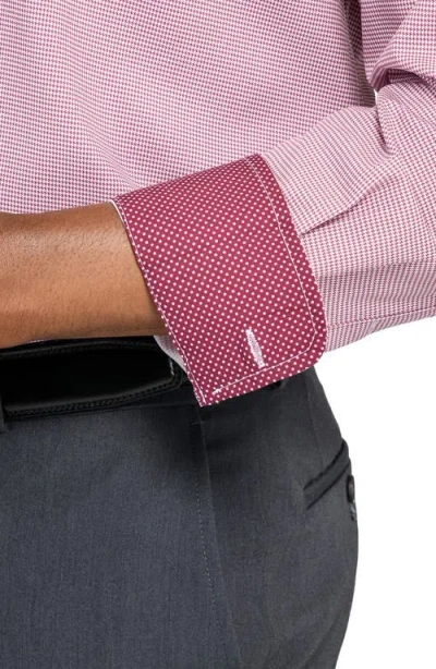 Wrk W.r.k Regular Fit Red Micro Houndstooth Performance Dress Shirt In Burgundy