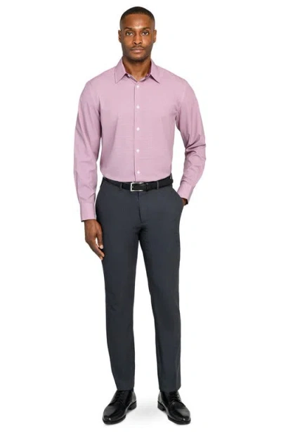 Wrk W.r.k Regular Fit Red Micro Houndstooth Performance Dress Shirt In Burgundy