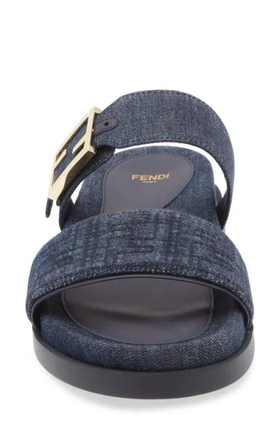 Fendi Double-band Embroidered Slides With Decorative Buckle In Multi