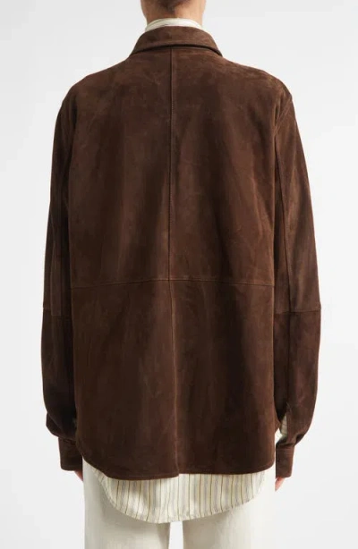 Totême Womens Bark Soft Long-sleeves Suede Overshirt In Multi