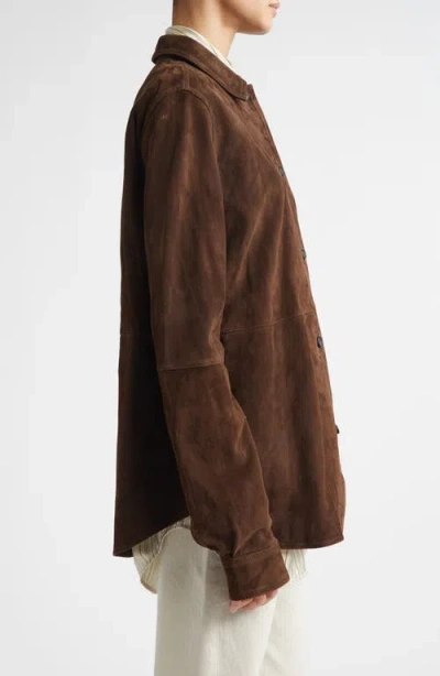 Totême Womens Bark Soft Long-sleeves Suede Overshirt In Multi