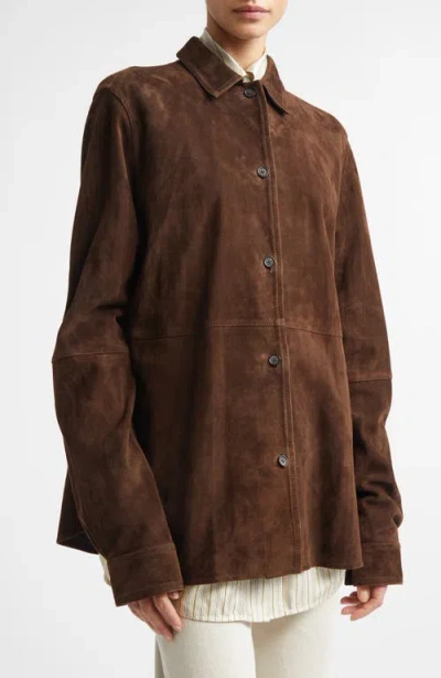 Totême Womens Bark Soft Long-sleeves Suede Overshirt In Multi