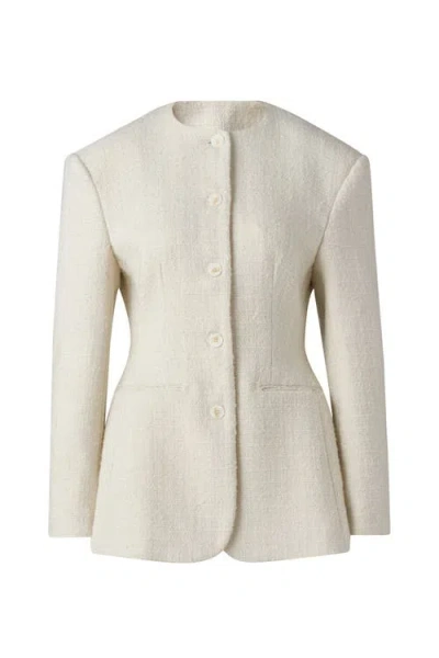 Malina Womens Sand Carol Round-neck Linen Blazer In White