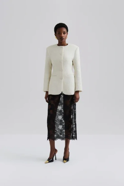 Malina Womens Sand Carol Round-neck Linen Blazer In White