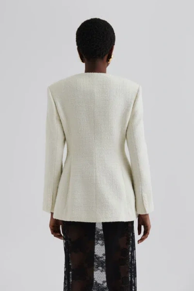 Malina Womens Sand Carol Round-neck Linen Blazer In White