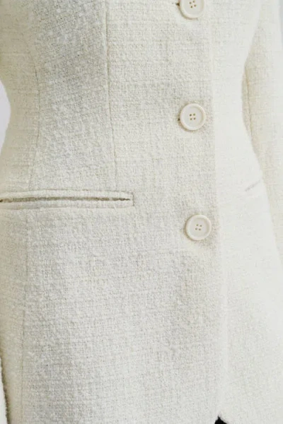 Malina Womens Sand Carol Round-neck Linen Blazer In White