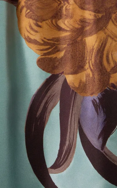 La Doublej La Double J Printed Silk-twill Palazzo Trousers In Green