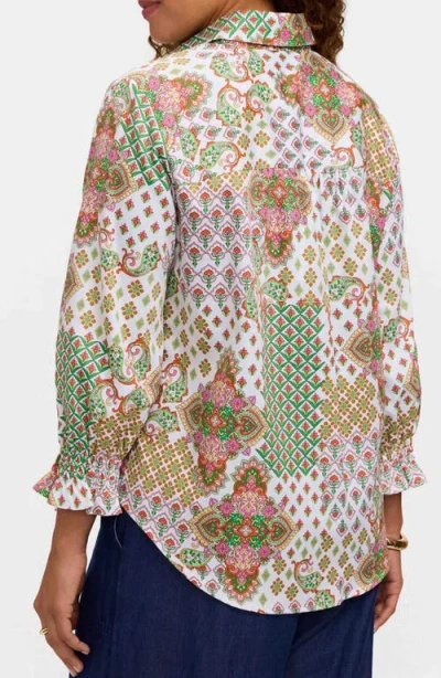 Foxcroft Olivia Patchwork Print Button-up Shirt In Green