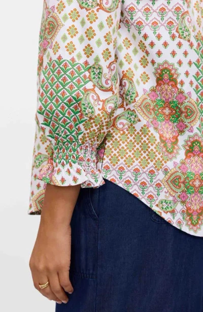 Foxcroft Olivia Patchwork Print Button-up Shirt In Green