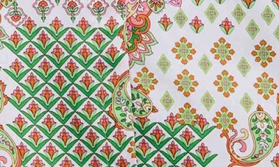 Foxcroft Olivia Patchwork Print Button-up Shirt In Green