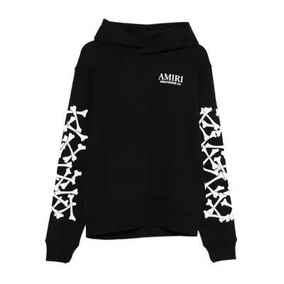 Amiri Cotton Sweatshirt Featuring Bone Print In Black