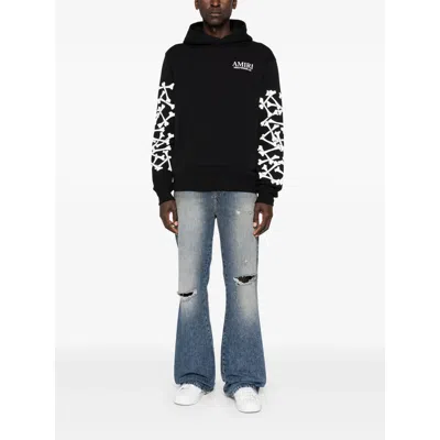 Amiri Cotton Sweatshirt Featuring Bone Print In Black