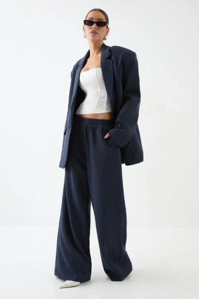 Misspap Premium Pinstripe Oversized Blazer In Blue